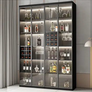 Стеклянный винный шкаф-витрина Современная и простая домашняя гостиная винный шкаф Настенный коммерческий свет роскошный интернет