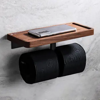  Стеллаж для хранения в ванной комнате Практичная бытовая полка для телефона для туалета с подставкой для рулона бумаги Деревянная стойка для салфеток 1