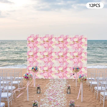  стеновая панель из искусственных цветов, шелковый коврик из розы, свадебный фон, настенный декор, фотофон магазина, 3D цветочная настенная панель, 12 шт. 0