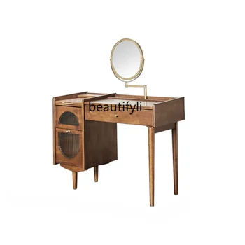  Стол для макияжа из массива дерева Комод Простой современный скандинавский туалетный столик Встроенный шкаф для хранения