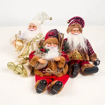 Счастливого Рождества Санта-Клаус Сидящая кукла с подарком Рождественская кукла Рождественские украшения Детская кукла Детский подарок Украшение дома 3 1
