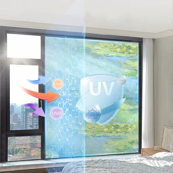Теплоизоляционная матовая пленка, наклейка на оконное стекло, бытовой светильник против ходьбы, солнечная комната, затенение балкона, защита от мочи 3
