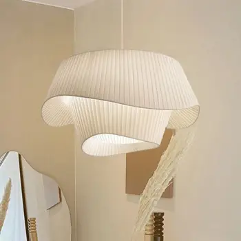 Тканевый светодиодный подвесной светильник для спальни Лампа для домашнего декора Nordic Designer тканевый абажур гостиная столовая кухонный свет 0
