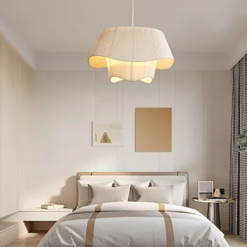 Тканевый светодиодный подвесной светильник для спальни Лампа для домашнего декора Nordic Designer тканевый абажур гостиная столовая кухонный свет 1
