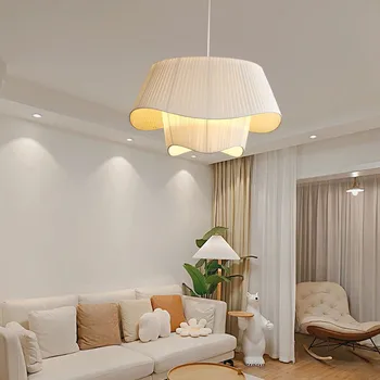 Тканевый светодиодный подвесной светильник для спальни Лампа для домашнего декора Nordic Designer тканевый абажур гостиная столовая кухонный свет 4