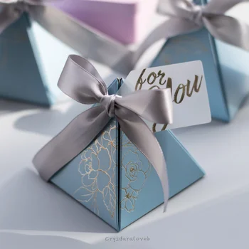 Треугольная пирамида Коробка конфет Свадебные сувениры и подарочные коробки Конфеты Сумки для гостей Украшение Детский душ Принадлежности для вечеринок