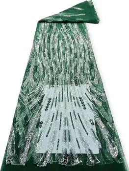  тюль кружевная ткань высокое качество африканская вышивка французский j-1302412 пайетки свадебное платье из бисера 1
