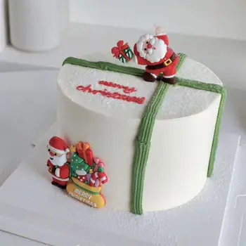Украшение для рождественского торта Орнамент Мягкий силикон Санта Веселые подарки Дом Маленький Колокольчик Торт Рождественский Клаус Декор Dec A0P2