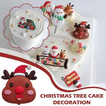 Украшение для рождественского торта Орнамент Мягкий силикон Санта Веселые подарки Дом Маленький Колокольчик Торт Рождественский Клаус Декор Dec A0P2 2