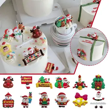 Украшение для рождественского торта Орнамент Мягкий силикон Санта Веселые подарки Дом Маленький Колокольчик Торт Рождественский Клаус Декор Dec A0P2 3