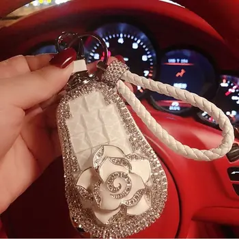 Универсальная сумка для ключей от автомобиля со стразами Защитный рукав для ключей от автомобиля Мужчины и женщины Кулон Кожаный мяч для волос Веревка Творческая личность Сумка