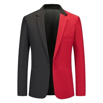 Утонченный мужской свадебный костюм Блейзер Приталенный офисный пиджак Верхняя одежда Белый/красный M 2XL Стильный смокинг