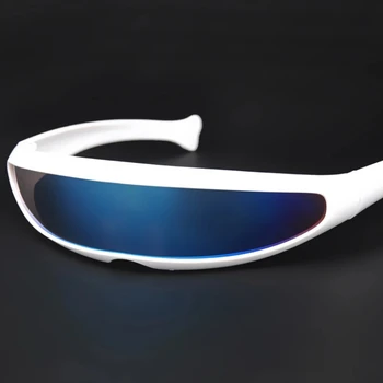 Футуристические узкие солнцезащитные очки с козырьком циклопа Лазерные очки UV400 Личность Зеркальные линзы Костюм Очки Мужские очки