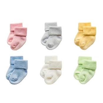 Хлопчатобумажные носки Нескользящая лодыжка/носки с противоскользящей подошвой для детей от 0 до 1 года