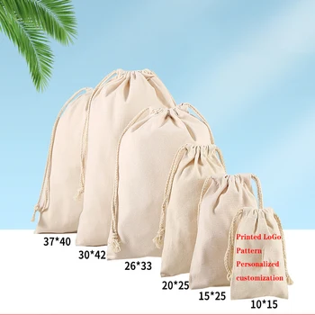 холщ сумка на шнурке хлопковый лен бакалейная тканевая сумка складной карман школьная сумка портативная сумка для еды на плечо сумка