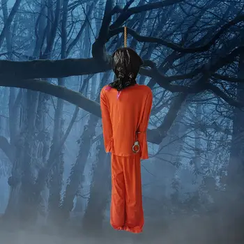 Хэллоуин Наручники Оранжевая тюремная униформа Тематические вечеринки Черная сумка над головой
