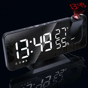 Цифровой проекционный будильник Электронный будильник с проекцией FM-радио Проектор времени Спальня Прикроватные часы без звука 5
