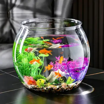  Чаша для аквариума Многофункциональный аквариум Акриловый прозрачный круглый аквариум для настольного мини-аквариума для гостиной 2