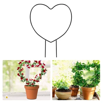 Черная металлическая садовая шпалера для вьющихся растений, цветочных овощей, розовой лозы, сердца и круглой формы шпалеры для растений