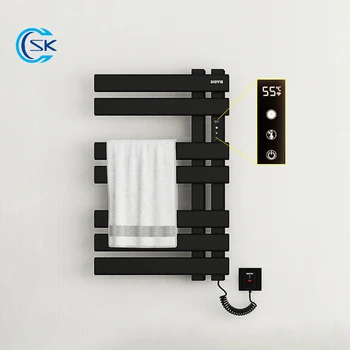  Черно-белый радиатор полотенец для ванной комнаты Smart Control Электрическая вешалка для полотенец с подогревом Настенный полотенцесушитель 220 В Электрический полотенцесушитель