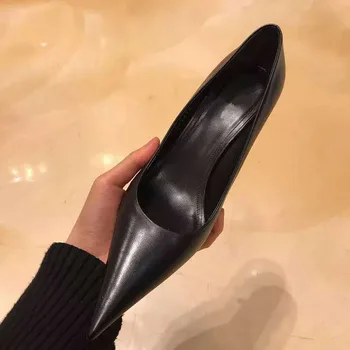 Черные высокие каблуки, женские узкие каблуки, профессиональные советы по работе, не уставшие ноги, удобная мягкая кожаная обувь для работы