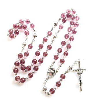 четки Бусы Католическое ожерелье для женщин Распятие для креста Подвеска Длинная цепочка Ручка