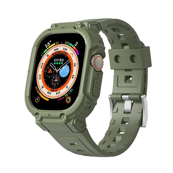 Чехол Ремешок для Apple Watch Ultra 49 мм 45 мм 44 мм 41 мм 40 мм Силиконовый ремешок для Iwatch Series 8 7 6 Se 5 4 Защитный чехол Браслет 4