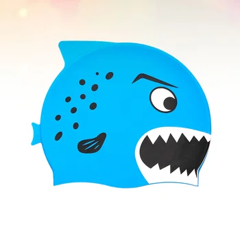 Шапочка для плавания Детская шапочка для плавания Силикон для детей унисекс с забавным мультяшным дизайном аксессуар для бассейна (синий) 0