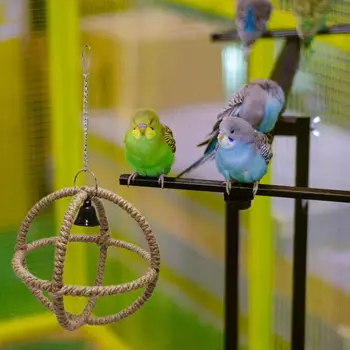 Швейная игрушка для попугаев Долговечная безопасная конопляная веревка Товары для домашних животных Попугай Подвесной мяч Игрушка Попугай Окунь Игрушка