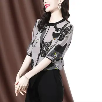 шифоновая рубашка женская 2023 весна с рукавом шикарный дизайн сенсация тысячелетия винтажный портвейн газ качество o шея повседневные блузки топы