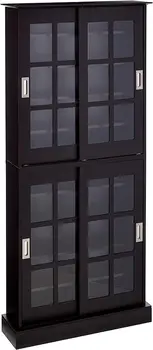 Шкаф для хранения с оконным стеклом - Раздвижные двери из закаленного стекла Магазины Коллекционирование оптических носителей и памятных вещей 0