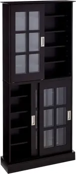 Шкаф для хранения с оконным стеклом - Раздвижные двери из закаленного стекла Магазины Коллекционирование оптических носителей и памятных вещей 4