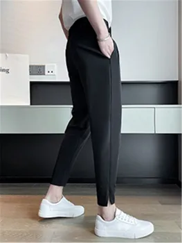 Элегантный повседневный блейзер брюки мужские корейские модные узкие формальные брюки мужские черные классические брюки классический костюм брюки белый шаровар брюки 3