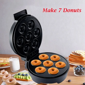 Электрическая пончиковая машина 1200 Вт Кухня с антипригарным покрытием Производитель пончиков Детские закуски Десерты Завтрак делает 7Donuts Вилка США 0