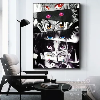 Японские персонажи аниме Глаза Плакат Холст Живопись Настенные принты для детей Аксессуары для декора игровой комнаты 0
