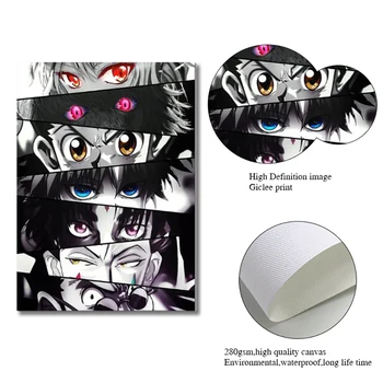 Японские персонажи аниме Глаза Плакат Холст Живопись Настенные принты для детей Аксессуары для декора игровой комнаты 5